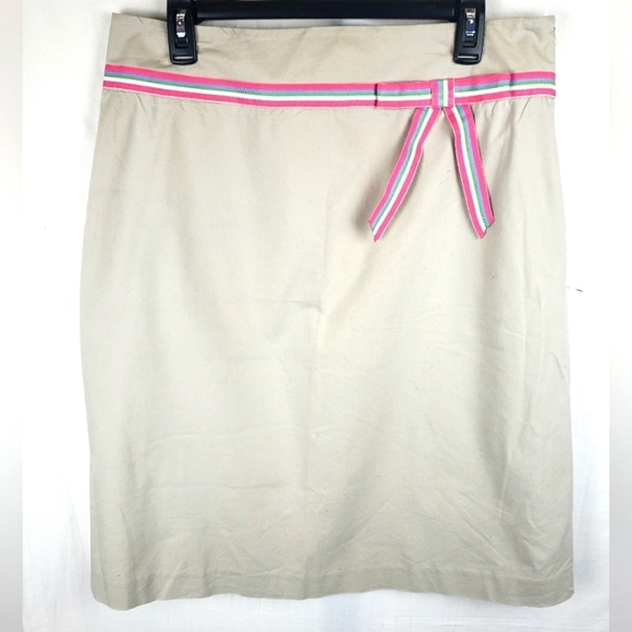 Sam TY Khaki Skirt with Striped Belt Sz 12 - Picture 1 of 9
